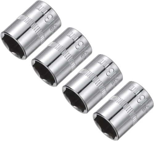 Miniatura 7 de uxcell 4 Pcs 1/4-Inch Drive 0.197 in 6-Point Zócalo poco profundo, métrico, acero con cromado