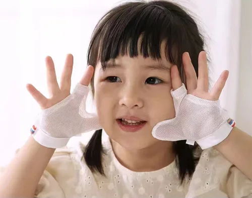Miniatura 3 de Guantes de succión de pulgar para niños, guantes protectores de succión de pulgar para bebés, protector de parada para chupar los dedos (L)