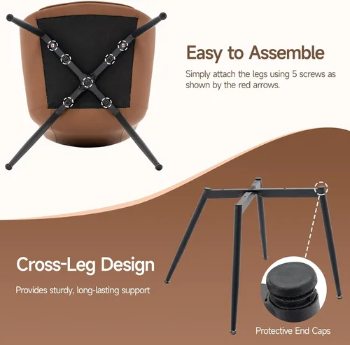Miniatura 6 de Brage Living Juego de 2 sillas de comedor de piel sintética, modernas, sin brazos, para cocina, comedor, sillas laterales tapizadas con patas
