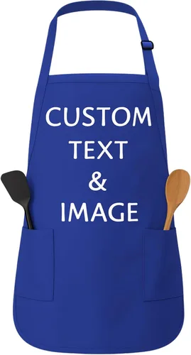 Miniatura 14 de Delantal personalizado con nombre o logotipo personalizado, cuello ajustable, 2 bolsillos, mezcla de algodón de fácil cuidado