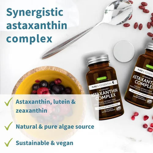 Miniatura 2 de Igennus - Polvo de proteína de colágeno de vainilla vegana + paquete vegano de complejo de astaxantina, fórmula estimulante de colágeno + 4 mg de H.