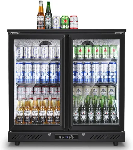 BODEGA COOLER - Enfriador de barra trasera de 2 puertas, refrigerador comercial de bebidas de 7.4 pies cúbicos, refrigerador de bebidas debajo del