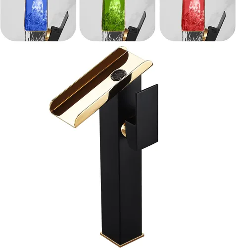 Miniatura 21 de Grifo de lavabo de baño dorado de una sola manija de 1 o 3 agujeros de 4 pulgadas, cascada de 4 pulgadas, grifo de baño moderno de latón para lavabo