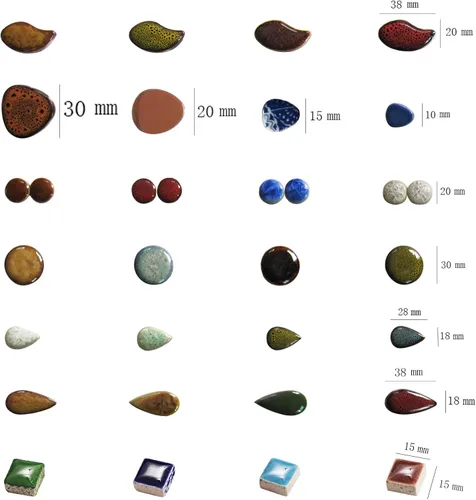 Miniatura 4 de Azulejos de mosaico de cerámica de 1 libra, color aleatorio, tamaño mixto, forma ovalada, piezas de cerámica de mosaico para manualidades