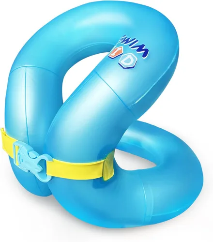 Chaleco de natación para niños de 33 a 88 libras, flotadores inflables portátiles para piscina, anillo de natación con hebilla de seguridad Azul