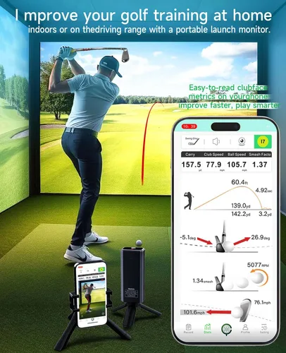 Miniatura 4 de Monitor de lanzamiento de golf portátil Pro X1 Plus, simuladores para hogar y entrenamiento, monitor de lanzamiento móvil para análisis de swing