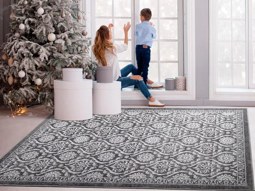 Miniatura 15 de Antep Rugs - Alfombras antideslizantes (antideslizante) 2 x 5 con parte trasera de goma floral geométrica de bajo perfil para cocinas