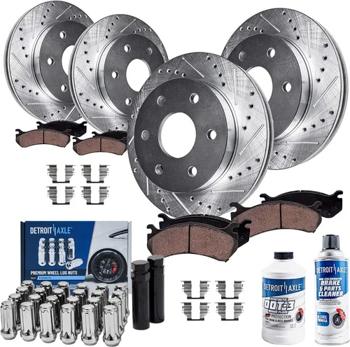 Miniatura 60 de Detroit Axle - Rotores de freno para Ford 2013-2019 Explorer Taurus Flex Lincoln MKT MKS, rotores de freno de disco ranurados perforados de repuesto