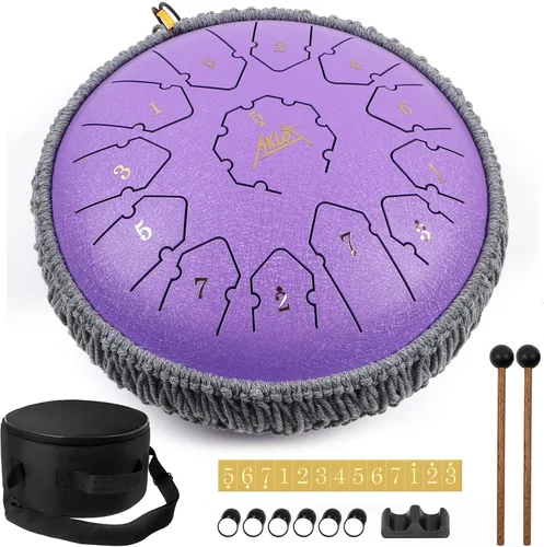 Miniatura 12 de AKLOT - Tambor de lengua de acero, 10 pulgadas, 11 notas, tambor de tanque de percusión C, kit de tambor de acero de percusión con mazos de tambor