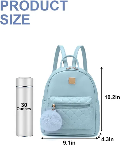 Miniatura 13 de Mini mochila de moda para niñas, bolso pequeño lindo de cuero a cuadros para mujer, mochilas pequeñas, Negro -, Mini mochila de moda para niñas