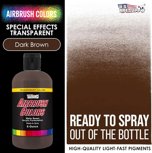 Miniatura 2 de U.S. Art Supply Pintura acrílica transparente para aerógrafo con efectos especiales, color marrón oscuro, botella de 8 onzas, colores no tóxicos a