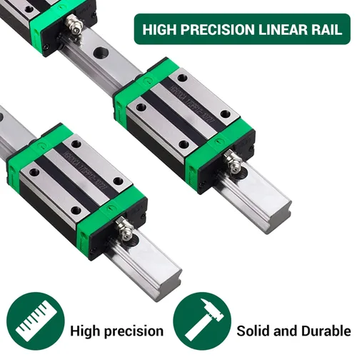 Miniatura 4 de Riel de guía lineal 2 piezas HGR20 7.874 in riel de guía deslizante lineal 4 piezas HGH20CA rodamientos de bloque cuadrado para bricolaje CNC