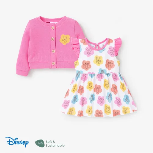 Miniatura 7 de Disney Vestido de bebé para niñas, 2 piezas, sin mangas, conjunto de cárdigan de manga larga de 3 a 24 meses