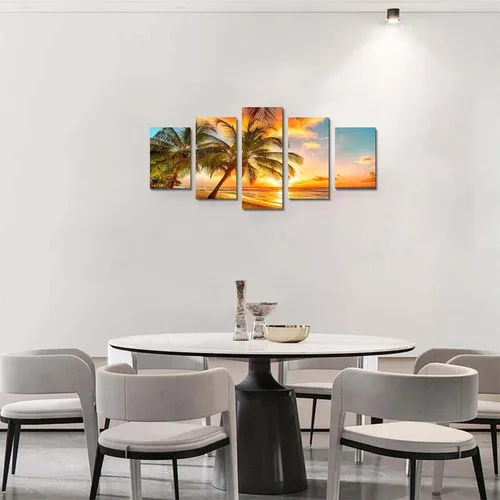 Miniatura 3 de Arte de pared de paisaje marino dorado, océano, playa, arte de pared acogedor, moderno, océano, puesta de sol, mar, playa, lienzo, pinturas sobre