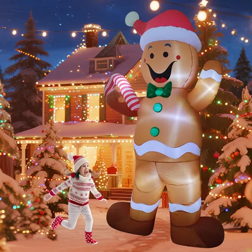 Miniatura 4 de Decoración inflable gigante de Navidad con luz LED de 12 pies para exteriores, decoración inflable para patio/fiesta/césped/jardín/entrada