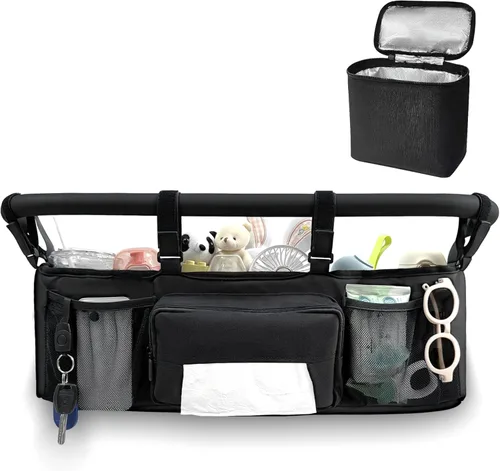 Organizador de cochecito doble para Bob Duallie y Baby Jogger City Mini GT2, carrito doble para cochecito con 2 bolsillos aislados y bolsa