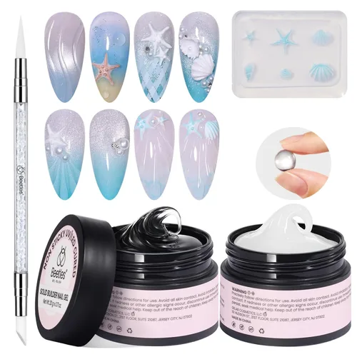 Miniatura 16 de Beetles - Gel de uñas sólido constructor, gel transparente 3D de 1.06 onzas para esculpir, gel de construcción de gel duro con polvo de uñas