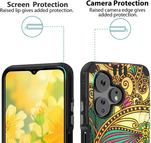 Miniatura 5 de TJS Funda compatible con Boost Mobile Celero 5G + Plus 2024 (3ª versión), protector de pantalla de vidrio templado, híbrido a prueba de golpes