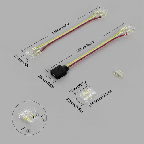 Miniatura 3 de PAUTIX Conectores de 0.394 pulgadas para CCT COB LED Tira de luz LED Kit de conexión de extensión de terminal sin soldadura, 4 conectores