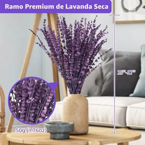 Miniatura 3 de Ramo de flores de lavanda púrpura secas Glicrili - Ramo de lavanda preservada y seca 15-17" para decoración de jarrones en casa, manualidades