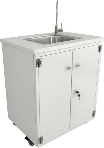 Miniatura 3 de Gabinete de acero Fregadero portátil Fregadero autónomo Estación de lavado de manos Fregadero móvil Fuente de agua Fuente de agua 110V/12V