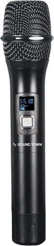 Miniatura 4 de Sound Town Sistema de micrófono inalámbrico UHF de metal de 200 canales con 1 micrófono de mano, 1 micrófono de solapa y escaneo automático