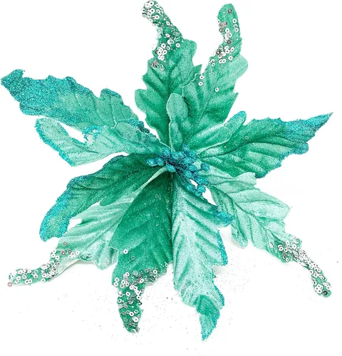 Miniatura 5 de Allgala 6 unidades de flores artificiales de Navidad con purpurina y lentejuelas decoradas de tela de Pascua con clips, champán-XF93306