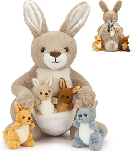 Miniatura 14 de MaoGoLan Mono gigante de peluche con bebés, juguete de peluche suave con plátano regalo para niños, niñas, niños, mamá y 3 bebés pequeños colgantes