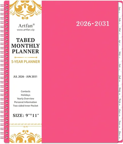 Miniatura 10 de Planificador Mensual 2025-2030/Calendario Mensual - Planificador Mensual de 5 Años, Jul.2025 - Jun.2030, 9" x 11", Bolsillo de Doble Cara + Cubierta
