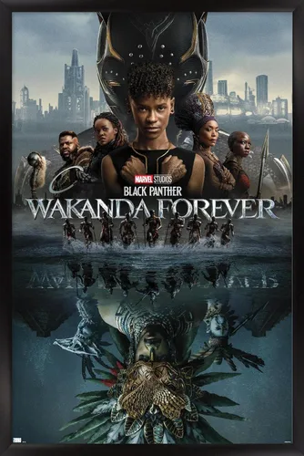 Miniatura 8 de Marvel Black Panther: Wakanda Forever - Póster de pared de una hoja, 22.4 pulgadas de largo x 14.7 pulgadas de ancho, versión enmarcada de madera