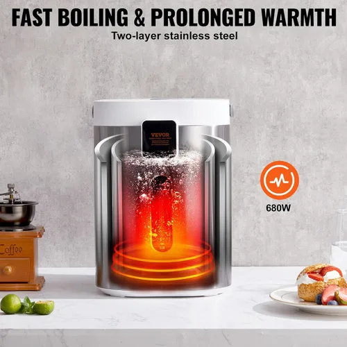 Miniatura 20 de VEVOR Dispensador de agua caliente, caldera y calentador de agua ajustable de 4 temperaturas, calentador de agua de encimera de acero inoxidable