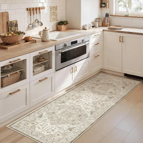 Miniatura 811 de Madane Tapete lavable de 2 x 10 pies para pasillo, cocina, recibidor, clásico, suave, antideslizante para interiores, casa de campo, baño, sala