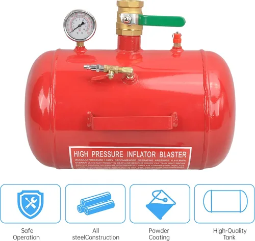 Miniatura 7 de Asentador de talón de neumático de aire de 5 galones, herramienta explosora de 110 PSI para asentar inflador de neumáticos con medidor por GESEXI
