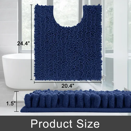 Miniatura 2 de Yimobra Alfombra de Inodoro en Forma de U Lavable 24x20 Pulgadas - Alfombras de Baño de Chenilla Ultra Suaves y Absorbentes para Inodoro, Secado