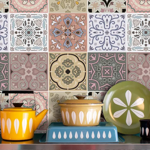 Miniatura 3 de TOARTi Calcomanías mexicanas retro, calcomanías para salpicaduras de Talavera, 18 piezas de mandala vintage para pared, calcomanías de pared