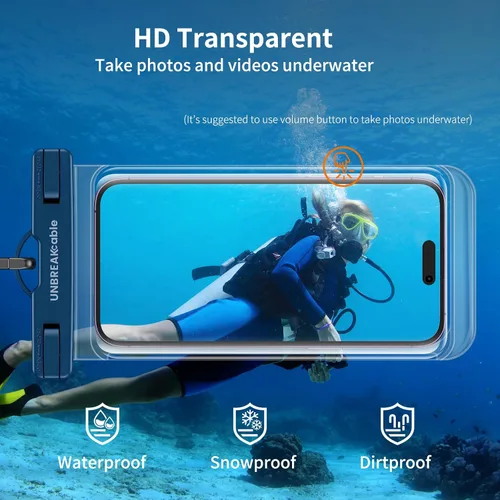 Miniatura 3 de UNBREAKcable Funda impermeable para teléfono, paquete de 2 fundas impermeables IPX8 para iPhone 16 15 14 13 12 11 Pro Max y Samsung S25 S24, bolsa