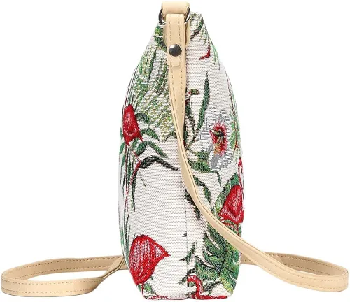Miniatura 3 de Signare Tapiz pequeño bandolera para mujer con diseño de flamenco rosa y verde (Flang), Flamenco