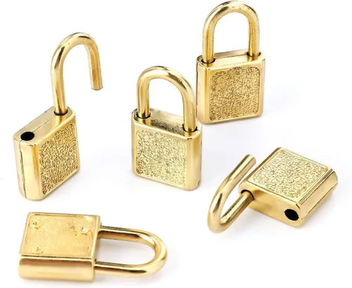 Miniatura 6 de 10pcs Mini lindo diario candados oro pequeño equipaje cerraduras con llaves para decoración de cajas de joyería