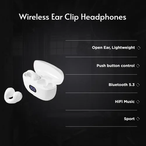 Miniatura 3 de Auriculares inalámbricos con clip para la oreja, Bluetooth 5.3, auriculares impermeables, conducción ósea, auriculares deportivos de alta fidelidad