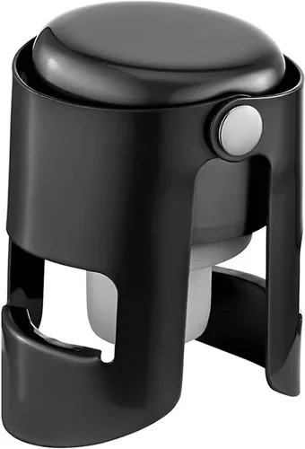 Miniatura 24 de Tapones de champán con protector de champán de acero inoxidable con silicona de grado alimenticio a prueba de fugas que se mantienen frescos, Negro