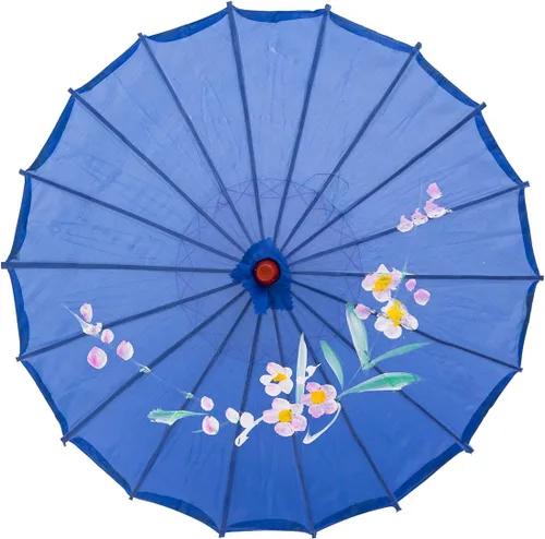 Miniatura 9 de Sombrilla japonesa china de 22" para niños, para bodas, fotografía, disfraces, cosplay, decoración y otros eventos Blanco