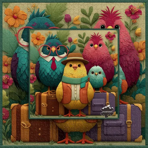 Miniatura 2 de Rompecabezas de Pájaros para Adultos de 1000 Piezas, Lindo Rompecabezas de Edredón de Jardín de Flores de Pájaros, Divertido Rompecabezas Floral