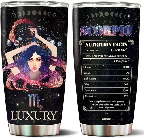 Miniatura 10 de Regalos personalizados de acuario para mujeres, constelación del zodiaco, astrología, aislado, 20 onzas, taza de café de acero inoxidable con tapa