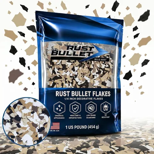 Miniatura 2 de RUST BULLET Copos de color decorativos – marrón otoñal – Personaliza pisos de concreto con 1 libra de chips de vinilo duraderos y resistentes a