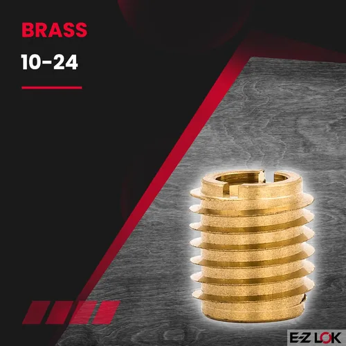 Miniatura 5 de E-Z LOK Inserto roscado para cuchillo para madera dura, insertos de rosca de latón, 10-24 roscas internas, 0.500 pulgadas de longitud, paquete de 25