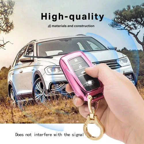 Miniatura 5 de Funda para llavero RAV4 Prime 2021, TPU suave compatible con Toyota Venza, Land Cruiser 2019, prado, Hilux, Fortuner, cubierta de corona (rosa)