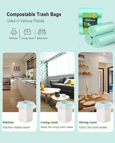 Miniatura 9 de AYOTEE - Bolsas de basura pequeñas de 4 a 6 galones, bolsas de basura compostables, 60 unidades, ultra fuertes, sin perfume, mini bolsas de basura