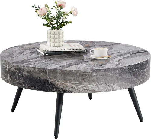 Miniatura 13 de Mesa de centro rectangular rústica de 47.24 pulgadas MDF con patas de metal para sala de estar, comedor, dormitorio, oficina A-rectángulo-marrón