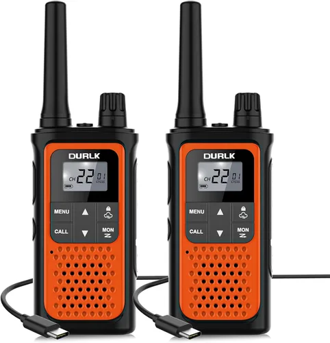 Miniatura 10 de Walkie Talkies para adultos de largo alcance, paquete de 2 walkie talkies recargables, 22 canales FRS, radios bidireccionales con receptor