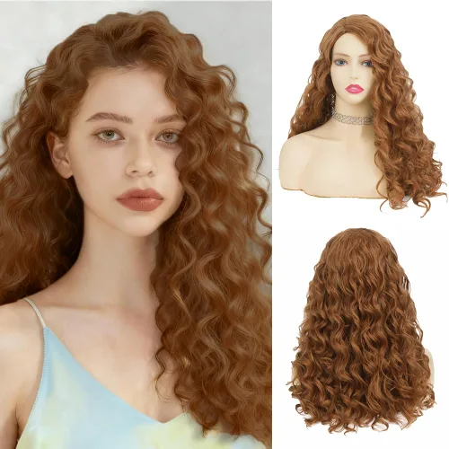Tseses Long Blonde Curly Wig for Women Natural Wave Hair Wigs for White Women Cosplay Party Theater Costume Wig